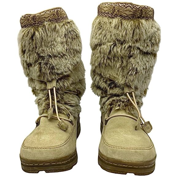 Minnetonka Women’s Beige Suede Faux Fur Boot Size 8 M EU 38.5 Pre-Owned - Picture 5 of 11